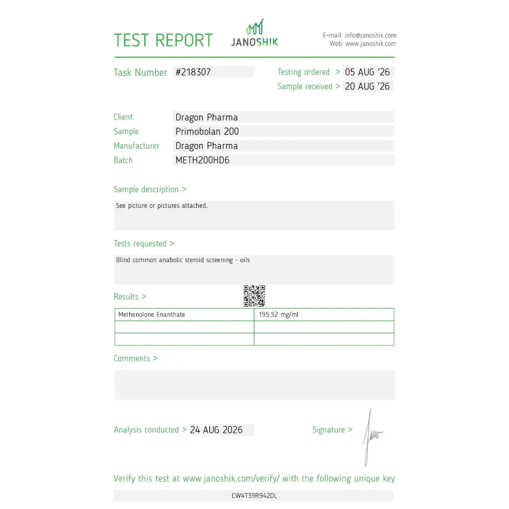 Primobolan 200 Lab Test Report 2026-08-24 - 195.52 mg